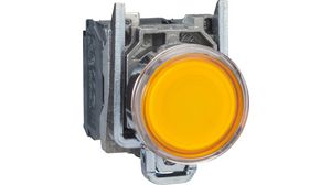 Bouton-poussoir lumineux, Harmony XB4, Plastique, Orange, Montage encastré, 22mm, Lampe à LED, 1NC + 1NO, 24V