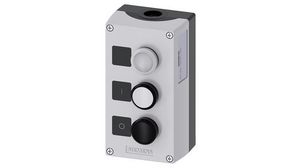 Control Station with 2 Pushbutton Switches and Indicator, Black, White, Transparent, 1NC + 1NO, Screw Terminal