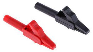 Crocodile Clip 4 mm Connection, Brass Contact, 15A, Black, Red