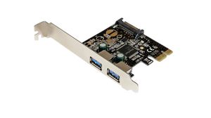 Karta PCI Express USB-A z zasilaniem SATA, 2x USB 3.0, PCI-E x1