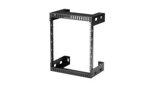 2-Post Open Frame Rack, 12U, Steel, 90kg, Black