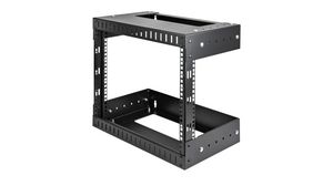 2-Post Open Frame Rack with Adjustable Depth, 8U, Steel, 61.2kg, Black