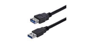 Hochgeschwindigkeits-Verlängerungskabel, USB A-Stecker - USB A-Buchse, 1m, USB 3.0, Schwarz