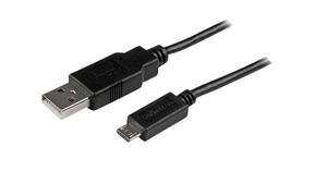 Cable, USB-A-kontakt - USB Micro B-kontakt, 500mm, USB 2.0, Svart