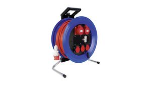 Extension Cable Reel PROFESSIONAL Blue / Red IP44 / IP55 25m 5x CEE Socket / CH Type J (T25) Socket - CEE Plug
