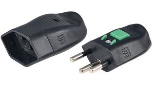 Koppelingsstekker 1x CH-socket type J (T13) - CH Type J (T12) Plug 250V Zwart