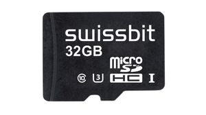 Industrial Memory Card, microSD, 32GB, 90MB/s, 23MB/s, Black