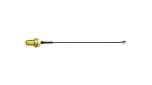 Konfekcionált RF-kábel, RP-SMA Hüvely Egyenes - U.FL Hüvely Szögletes, 200mm, Fekete