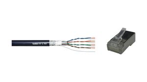 LAN Cable + 20x RJ45 Connectors Bundle PVC CAT5e 4x2x0.14mm² S/FTP Blue 100m