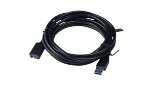 Cable, USB-A Socket - USB-A Plug, 3m, USB 3.0, Black