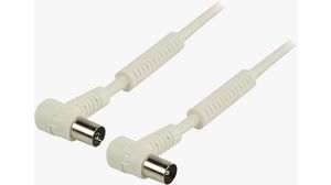 Konfekcionált RF-kábel, IEC (Coax) Tüske Szögletes - IEC (Coax) Hüvely Szögletes, 3m, Fehér