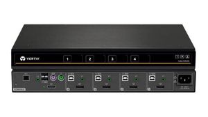 4-Port KVM Switch, DisplayPort / HDMI Combo Socket, USB-A/USB-B