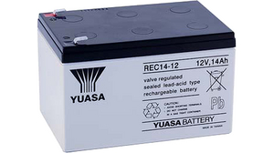 Genopladeligt batteri, Blysyre, 12V, 13Ah, Fladstik, 6,3 mm