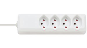 Prises de courant multiples Swiss-Line 4x Prise CH Type J (T13) - Fiche CH Type J (T12) Blanc 1.5m