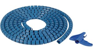 Detectable Spiral Cable Wrap, 16mm, Polypropylene, Stainless Steel, Blue, 1m