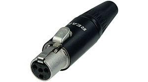 Mini XLR, Cable Socket, Socket, Straight, Cable Mount, 4 Poles