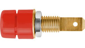 Insulated socket, Red, Gold-Plated, 33V, 32A