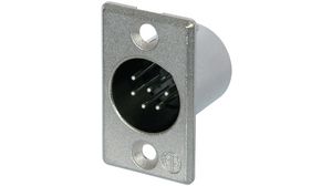 XLR Panel-mount Male Receptacle, Plug, Straight, Panel Mount, Poles - 6