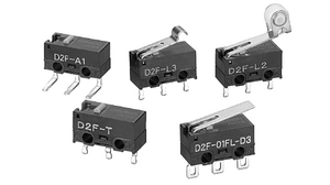 Micro Switch D2F, 100mA, 1CO, 0.74N, Plunger