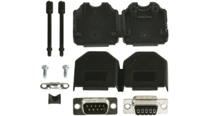 D-Sub Connector Kit, DE-9 Plug, Solder, SPCC
