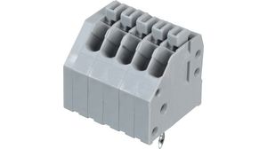 Wire-To-Board Terminal Block, THT, 2.5mm Pitch, 45 °, Spring Clamp, 5 Poles