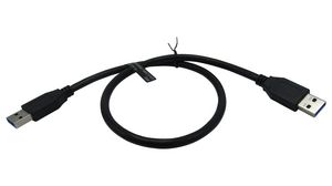 Cable, USB-A Plug - USB-A Plug, 500mm, USB 3.0, Black