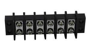 Terminal Strip for Chassis Mounting, Black, 25A, 300V, Poles - 6