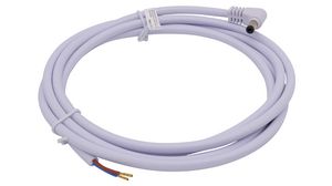 DC Connection Cable, 2.1x5.5x9.5mm Plug - Bare End, Angled, 2m, White