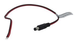 Stejnosměrný propojovací kabel, 2.1x5.5x9.5mm Zástrčka - Neizolované konce, Rovný, 300mm, Černá/červená