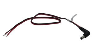 Kabel przyłączeniowy prądu stałego, 2.1x5.5x9.5mm Wtyk - Nieosłonięte końcówki, Kątowy, 500mm, Czarny / czerwony