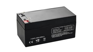 Oppladbart batteri, Blysyre, 12V, 3.3Ah, Flatstift 4.8 mm
