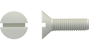 Countersunk Slotted Polyamide Screw, Countersunk Head, Slotted, 1.4 mm, M5, 25mm, Pack of 50 pieces