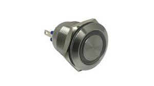 Pushbutton Switch, SPST, Momentary-tactile, 0.05A, 24VDC, Quick Connect Terminal, Panel Mount-threaded