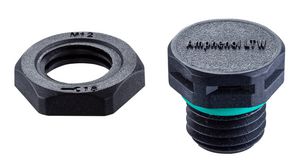 Pressure Relief Vent with Nut, Black / Green, 15.8mm, M12, IP68