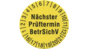Test Label, Round, Black on Yellow, Identification & Monitoring/Test Sign, 250pcs