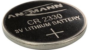 Button Cell Battery, Lithium, CR2330, 3V, 250mAh