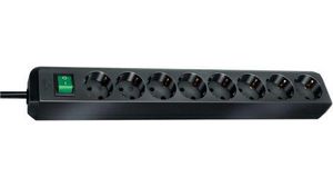 Outlet Strip Eco-Line 8x DE Type F (CEE 7/3) Socket - DE Type F (CEE 7/4) Plug Black 3m
