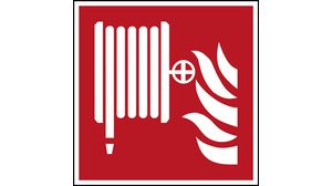 Panneau de sécurité ISO - Tuyau d'incendie, Carré, Blanc sur rouge, Polyester, Safety Condition, 1pièces
