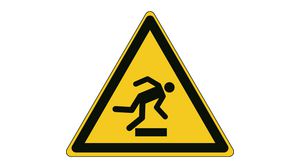 ISO Safety Sign - Warning: Floor Level Obstacle, Triangular, Black on Yellow, Polyester, Warning, 1pcs