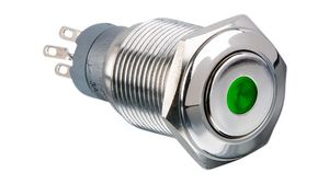 Pushbutton Switch, Vandal Proof, Green, 2CO, IP67, Momentary Function