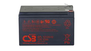 Újratölthető akkumulátor, Ólomsavas, 12V, 12Ah, Késcsatlakozó, 6.3 mm