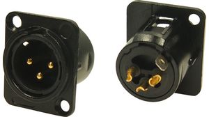 XLR Connector, Socket, Straight, Panel Mount, Poles - 3