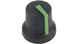 Otočný knoflík 16mm Černá Zelená indikační čára Otočný přepínač