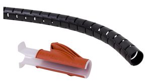 Wąż spiralny z narzędziem do przewlekania, 15 ... 15mm, Polichlorek winylu (PVC), 3m, Czarny