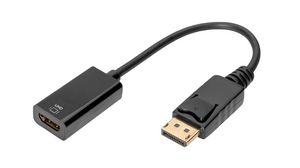 Video Adapter, DisplayPort Plug - HDMI Socket, 4096 x 2160, Black