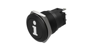 Pushbutton Switch, 1CO, Momentary Function, Information, Black, 19mm