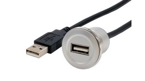 Feed-Through Adapter, 300mm, Gniazdo USB-A 2.0 - Wtyk USB-A 2.0