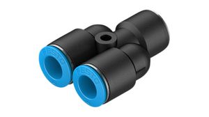 Y-Fitting, Compressed Air, Brass, 48.4mm, Ø10 mm, Push-In Connector