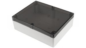 Watertight Enclosure, Polycarbonate, 240x300x95mm, Light Grey / Smoked Grey