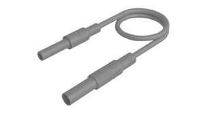 Test Lead, Plug, 4 mm - Socket, 4 mm, Grey, Nickel-Plated Brass, 1m
